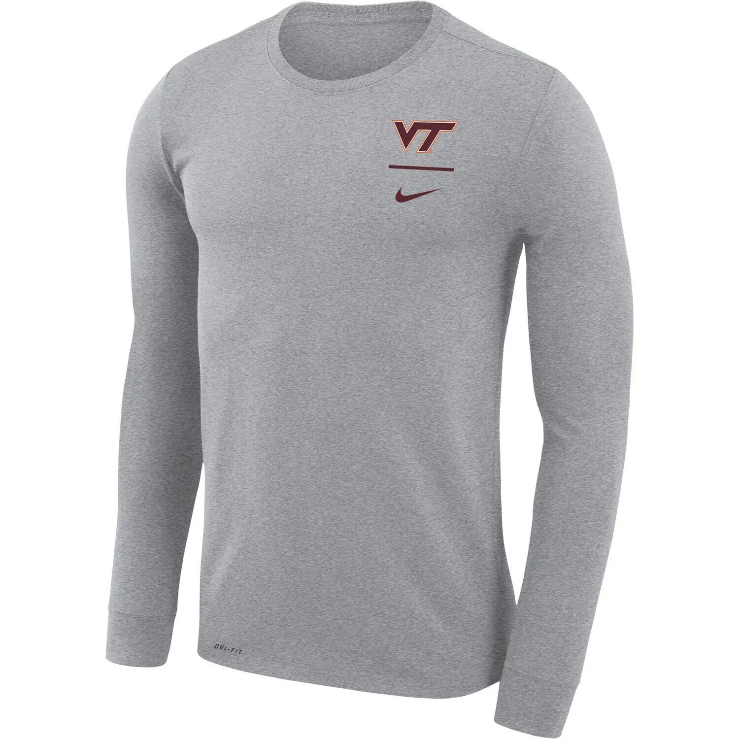 

Мужская серая футболка с длинным рукавом Virginia Tech Hokies Logo Stack Legend Performance Nike