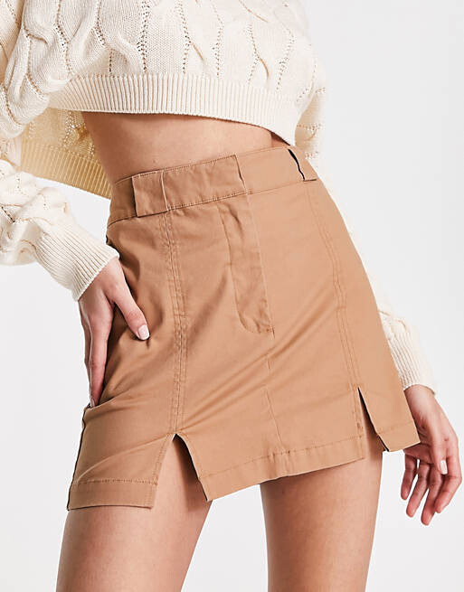 

Светло-коричневая мини-юбка чинос ASOS DESIGN