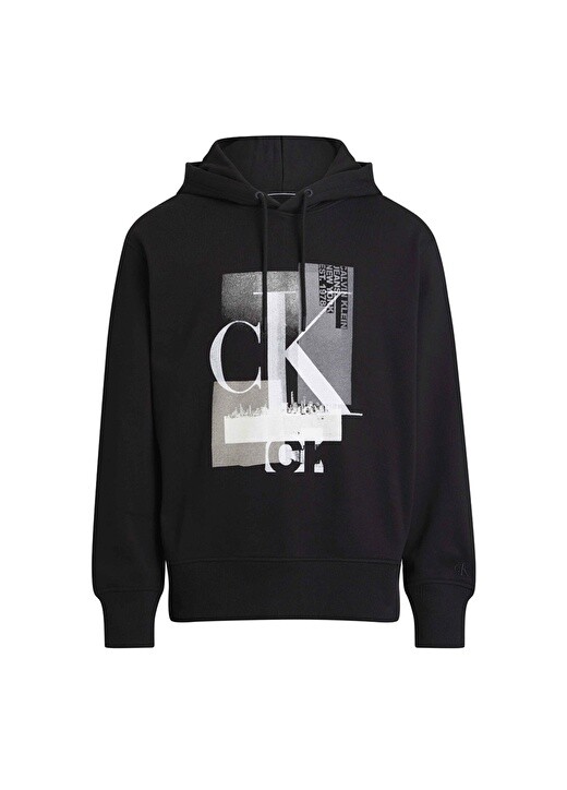 

Черная мужская толстовка с воротником с капюшоном Calvin Klein Jeans, Черный