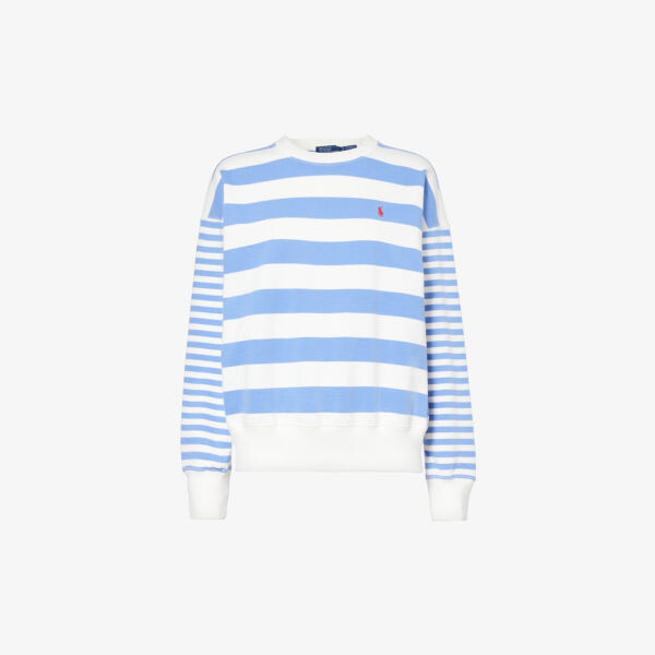 

Толстовка из хлопкового джерси в полоску с фирменной вышивкой Polo Ralph Lauren, белый