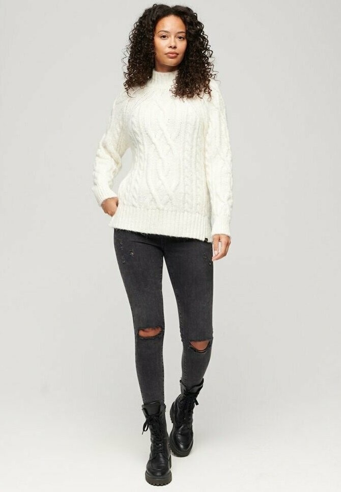 

Свитшот Superdry NECK CABLE, кремовый, Бежевый