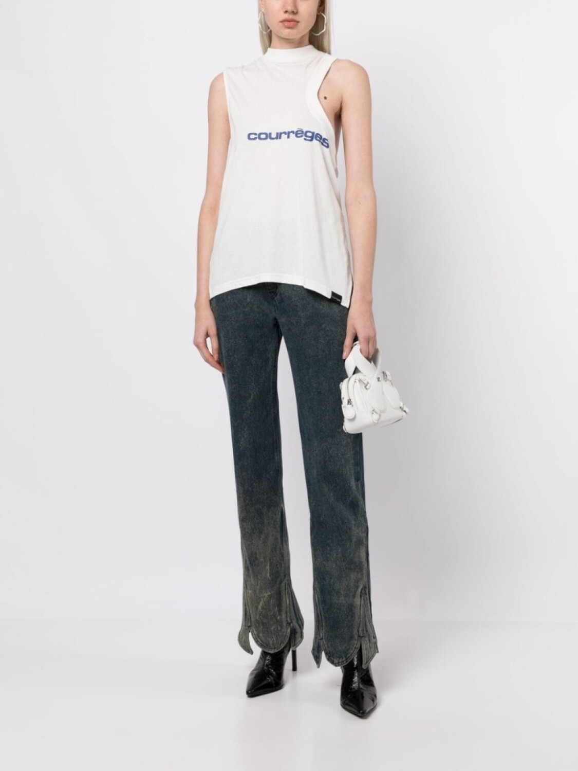 

Courrèges топ с логотипом, белый