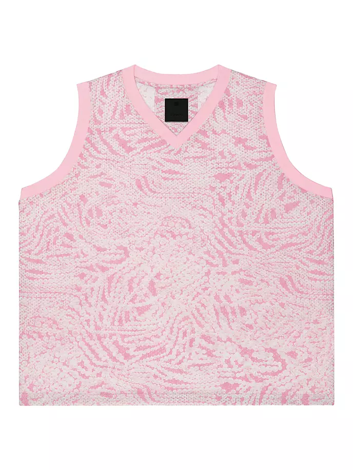 

Баскетбольная футболка из сетки с принтом Givenchy, цвет old pink