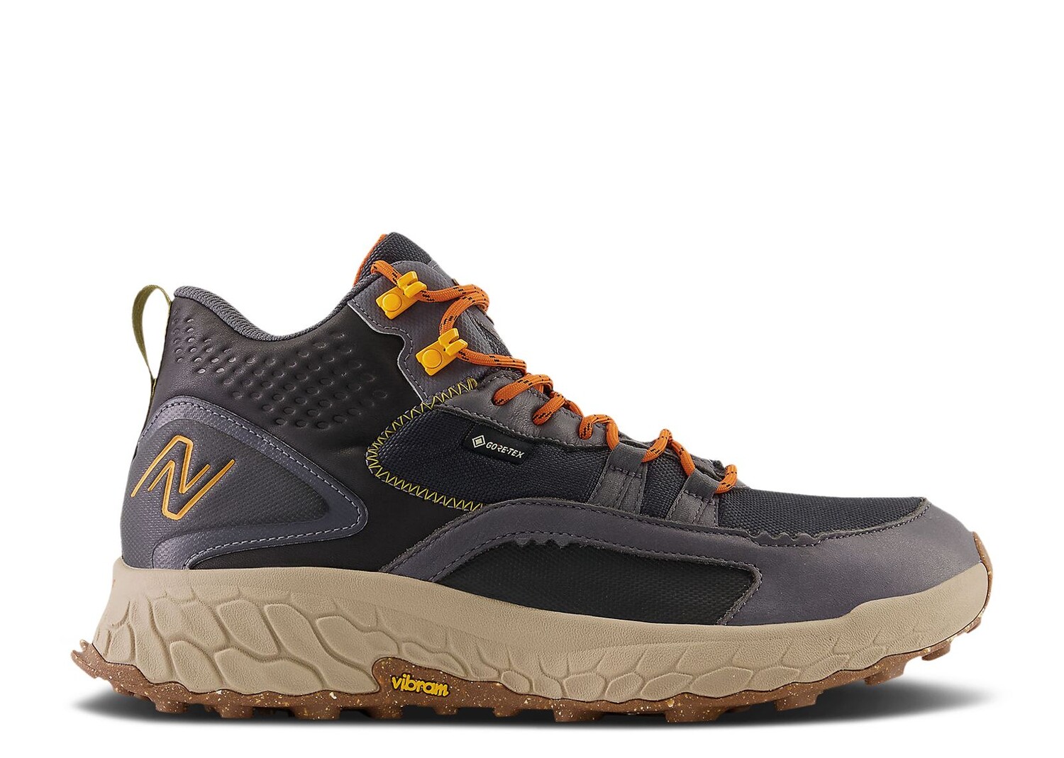 

Кроссовки New Balance Fresh Foam X Hierro Mid Gore-Tex 2E Wide 'Black Hot Marigold', черный, Черный;серый