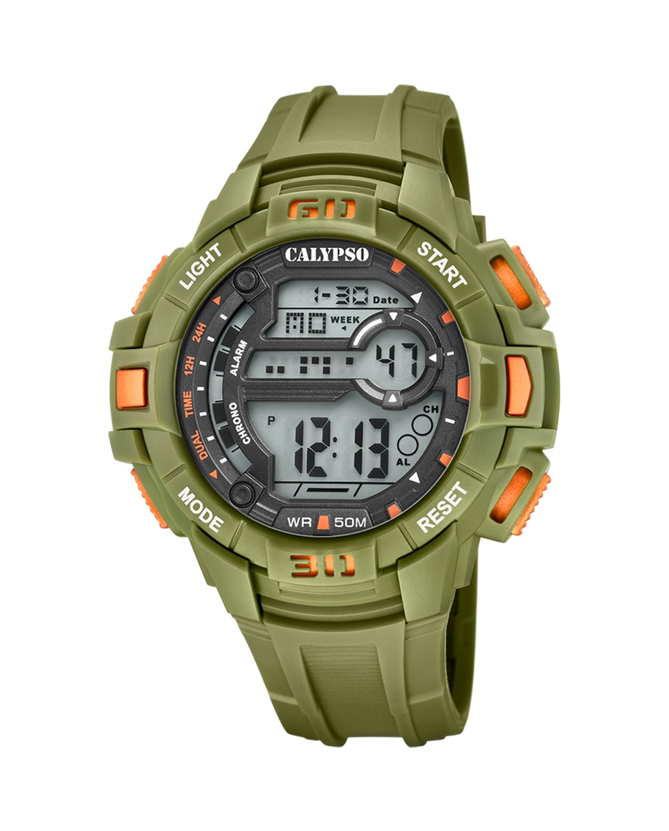 K5836/3 Digital For Man зеленые резиновые мужские часы Calypso, зеленый k5843 3 мужские часы street style из каучука с зеленым ремешком calypso зеленый