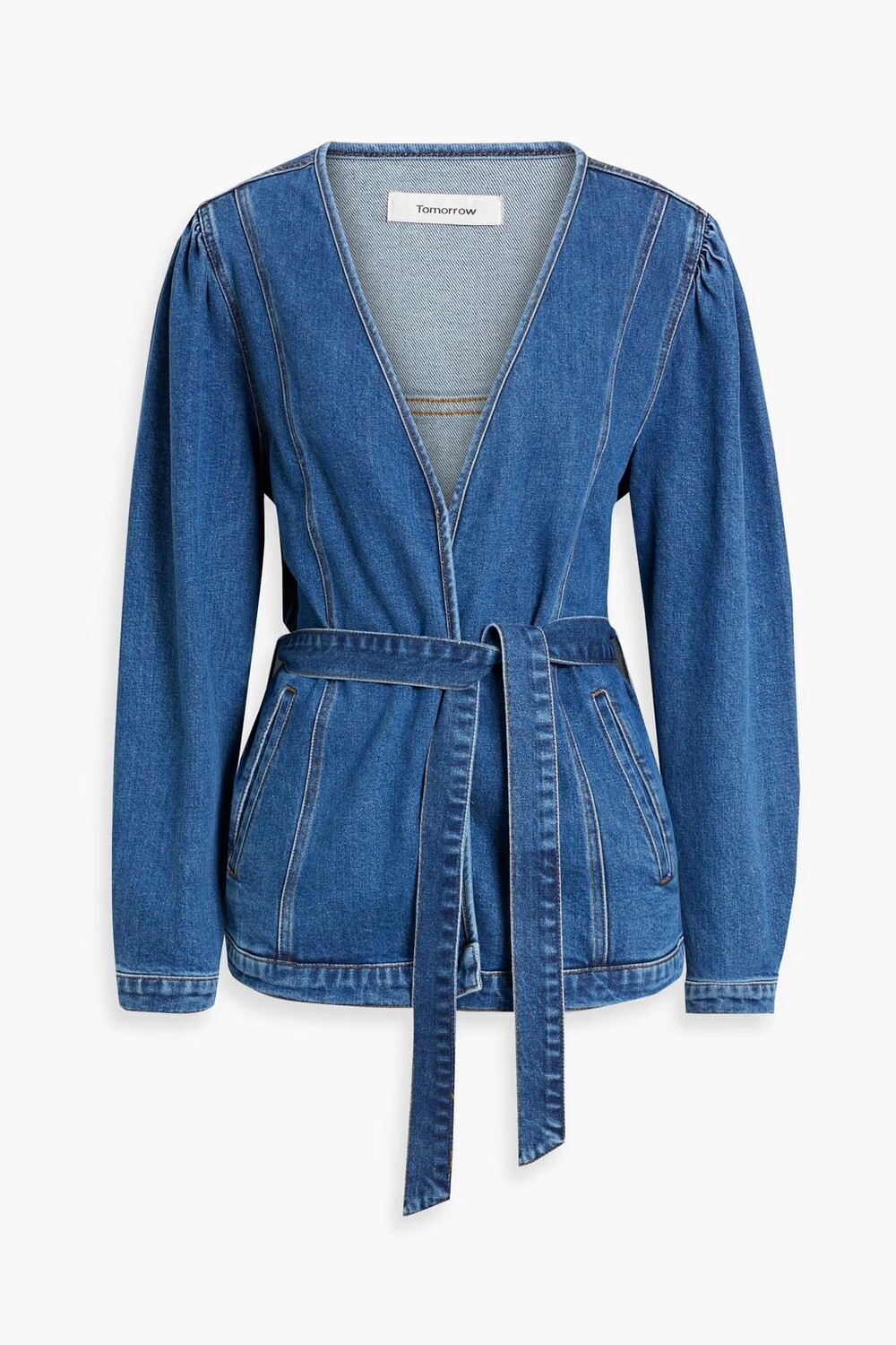 

Джинсовая куртка Hepburn с поясом Tomorrow Denim, средний деним