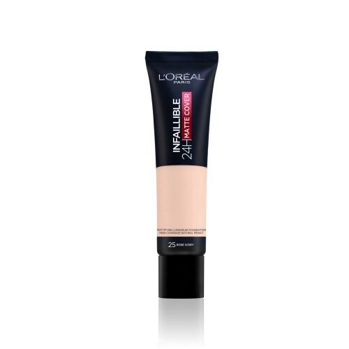 

Матирующая основа длительного действия 25 Rose Ivory, 30 мл L'oreal Paris, Infallible 24H Matte Cover Foundation, Maybelline