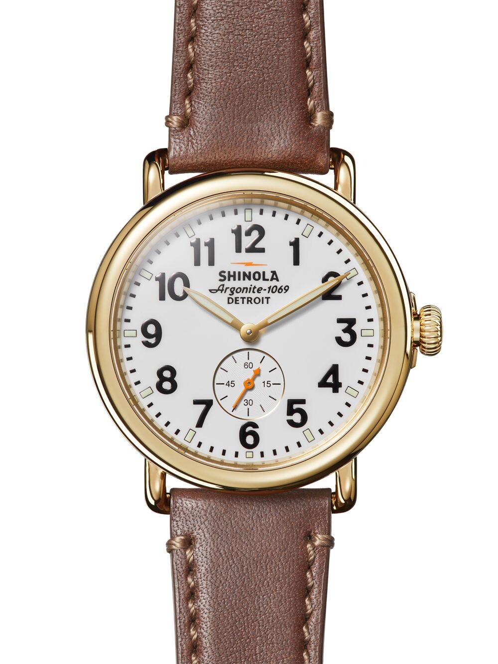 

Часы Runwell 41MM Subsecond с кожаным ремешком Shinola, белый