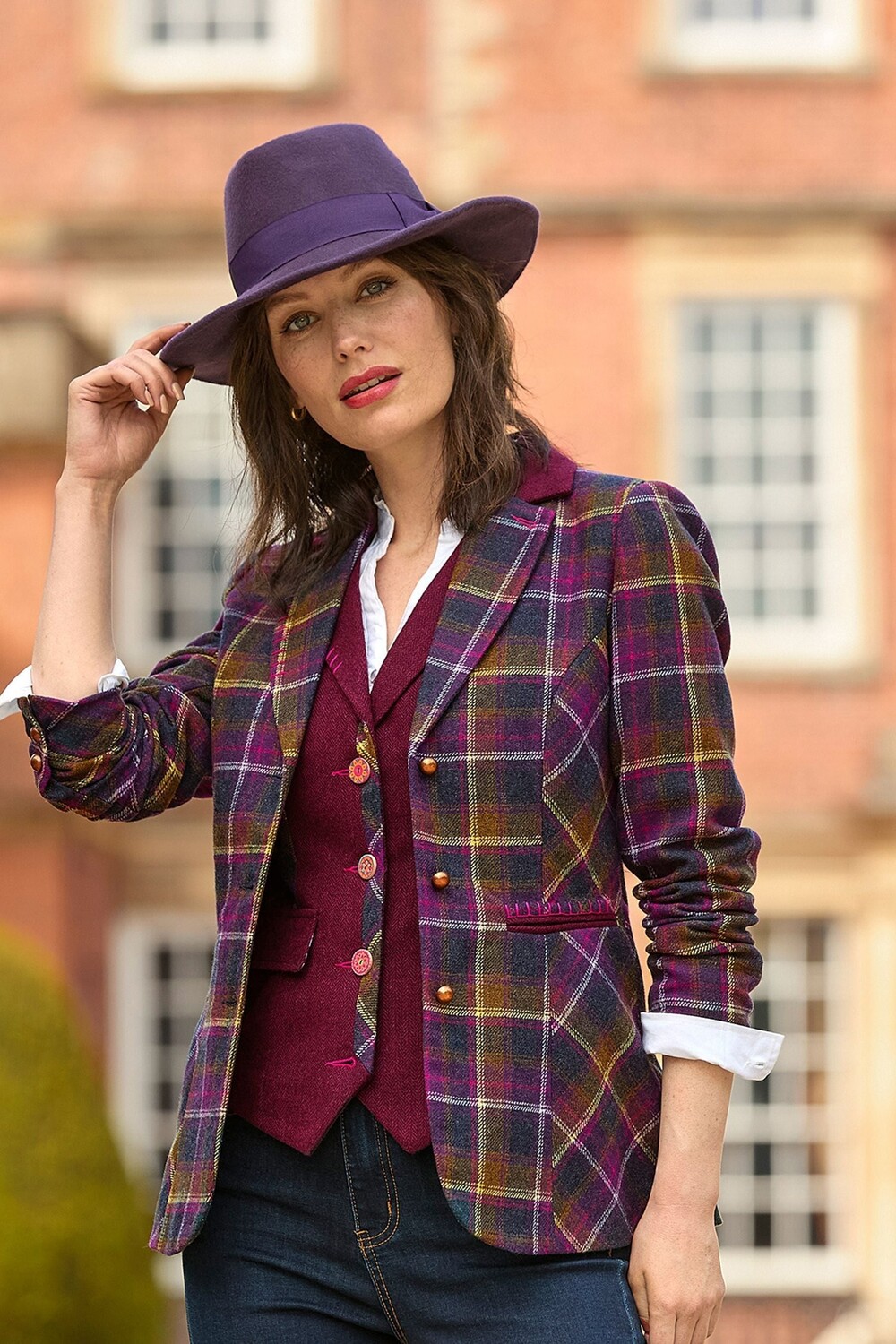 

Куртка в клетку Heritage Check Mix and Match Joe Browns, фиолетовый