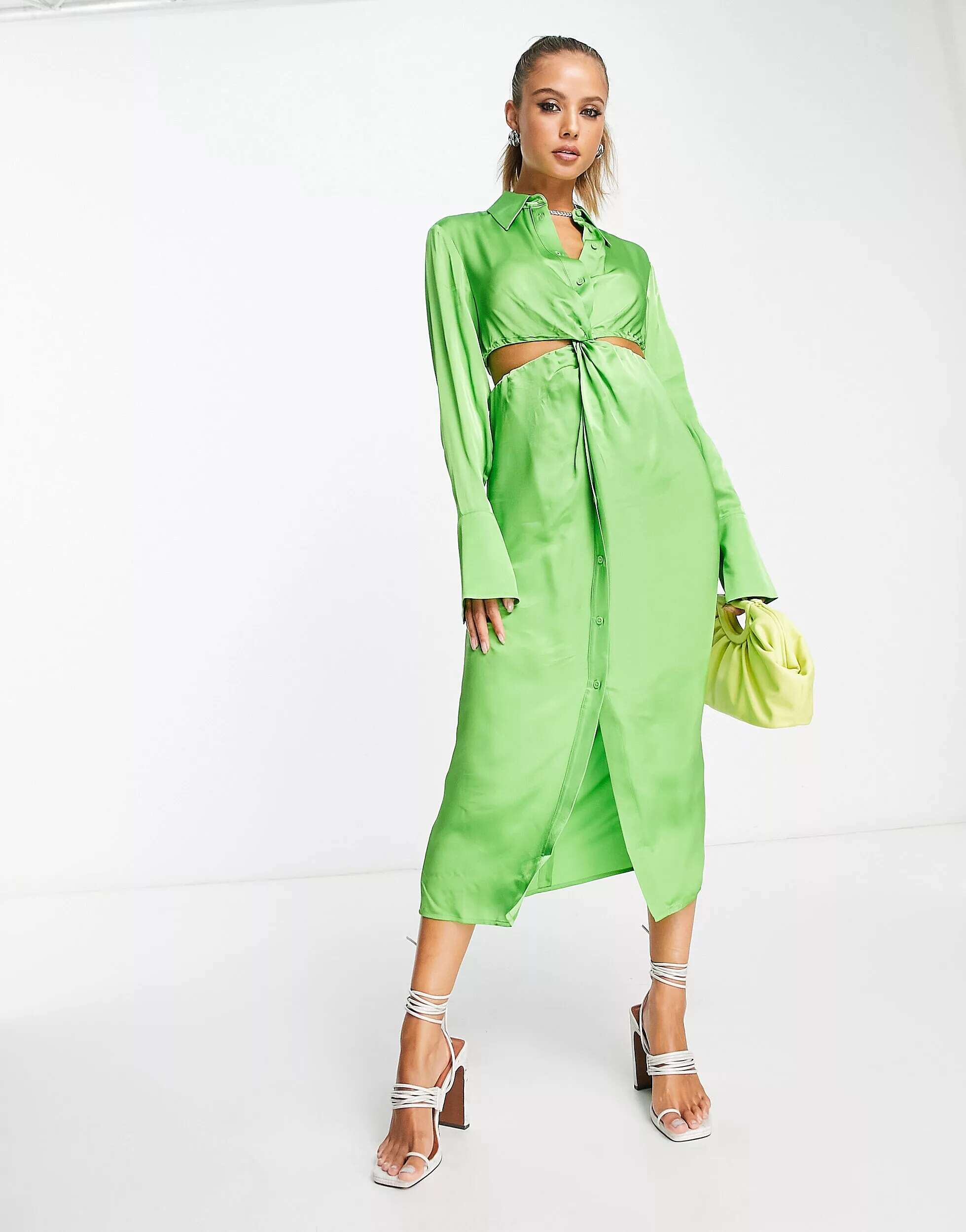 Зеленое платье миди с вырезами & Other Stories