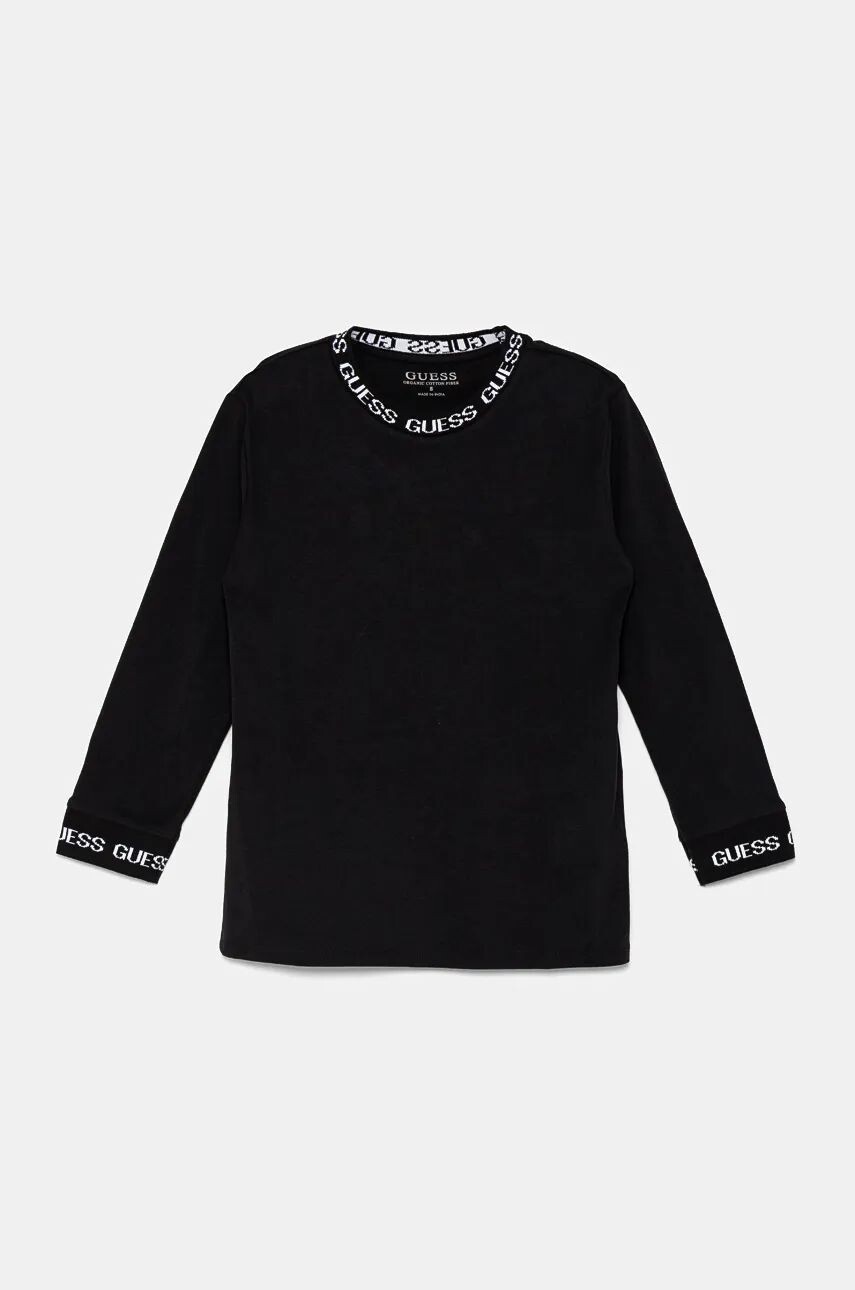 

Хлопковая рубашка Guess с длинными рукавами для мальчиков и девочек, черный