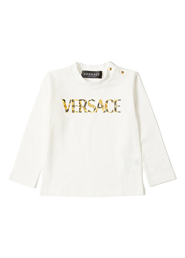 

Бело-черная детская футболка унисекс с логотипом Versace