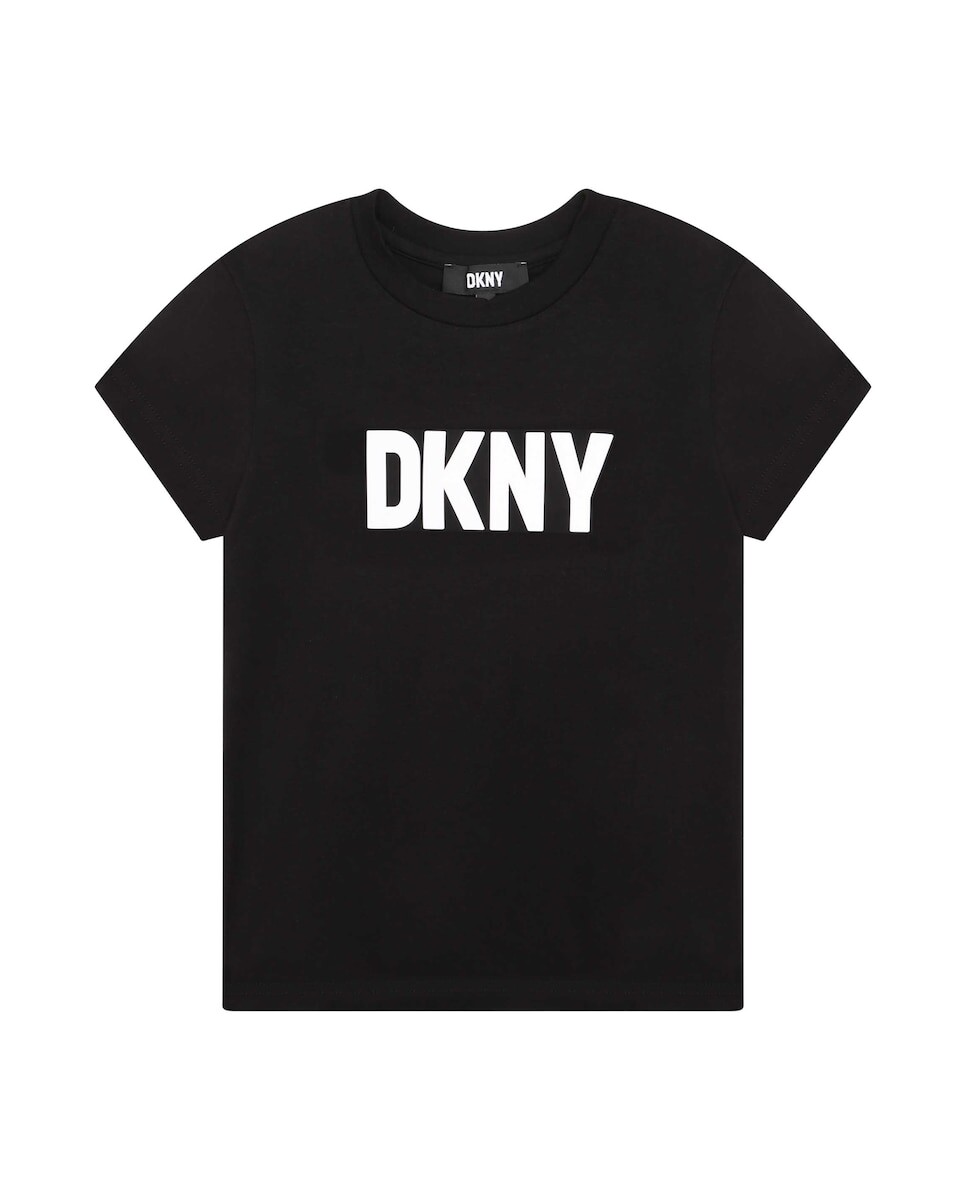 

Футболка для девочки с короткими рукавами и логотипом спереди DKNY, черный