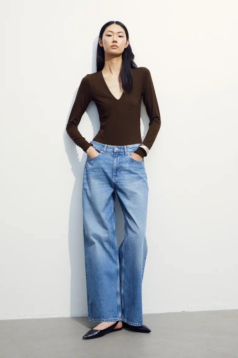

Боди с треугольным вырезом H&M, коричневый