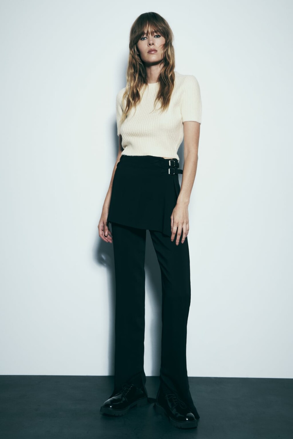 

Вязаный свитер с короткими рукавами ZARA, белый