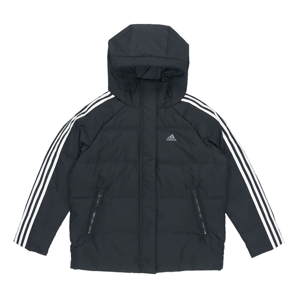 Куртка (WMNS) adidas W 3St Puff Jkt Double Layer Knit Zipper Pocket hooded down Jacket Black, черный