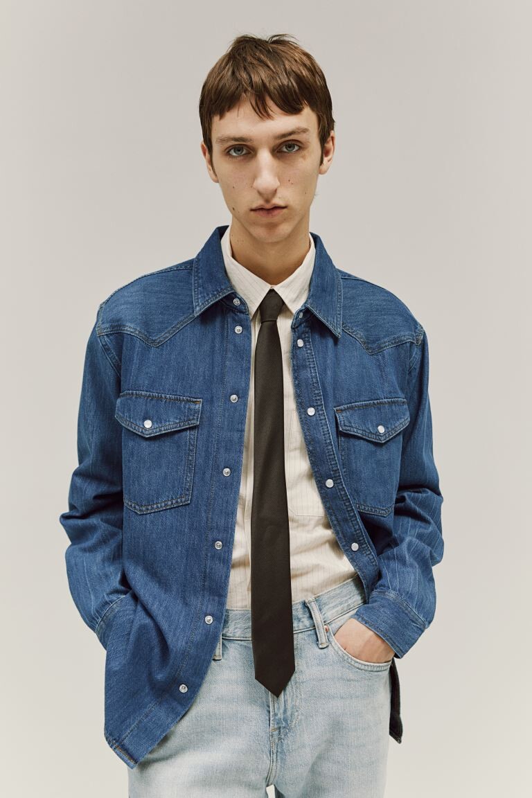 

Джинсовая рубашка обычного кроя H&M, синий