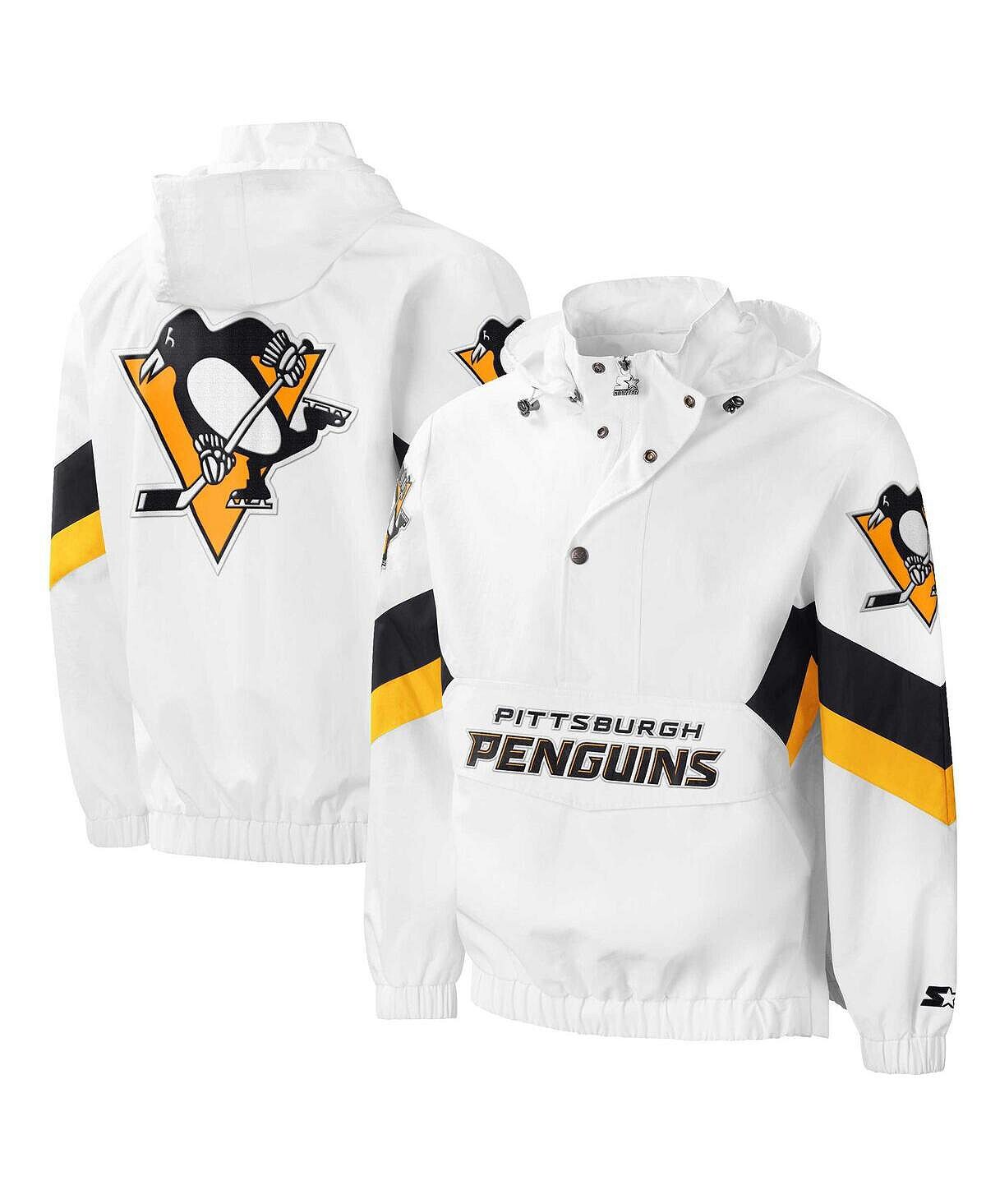 

Мужская белая ветровка с капюшоном Pittsburgh Penguins Enforcer с молнией до половины Starter