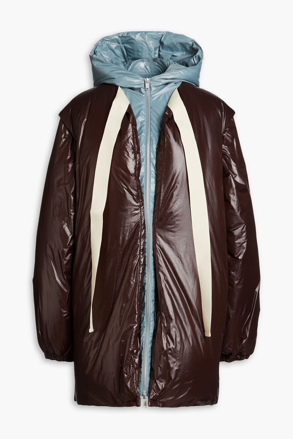 

Пуховик с поясом и капюшоном Jil Sander+, шоколад