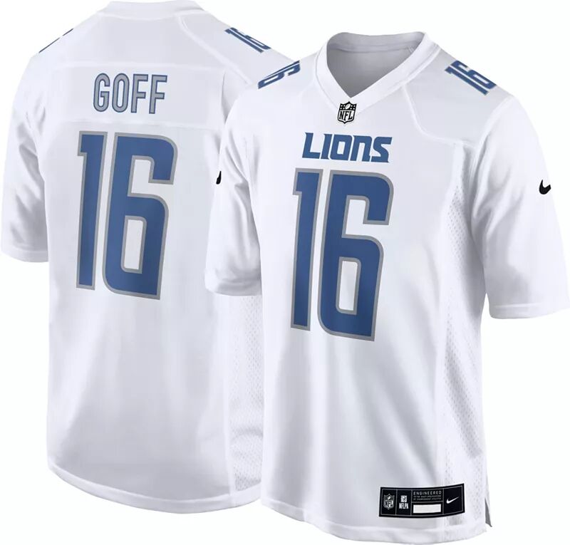 мужская белая игровая майка nike detroit lions jared goff 16 Мужская белая игровая майка Nike Detroit Lions Jared Goff #16