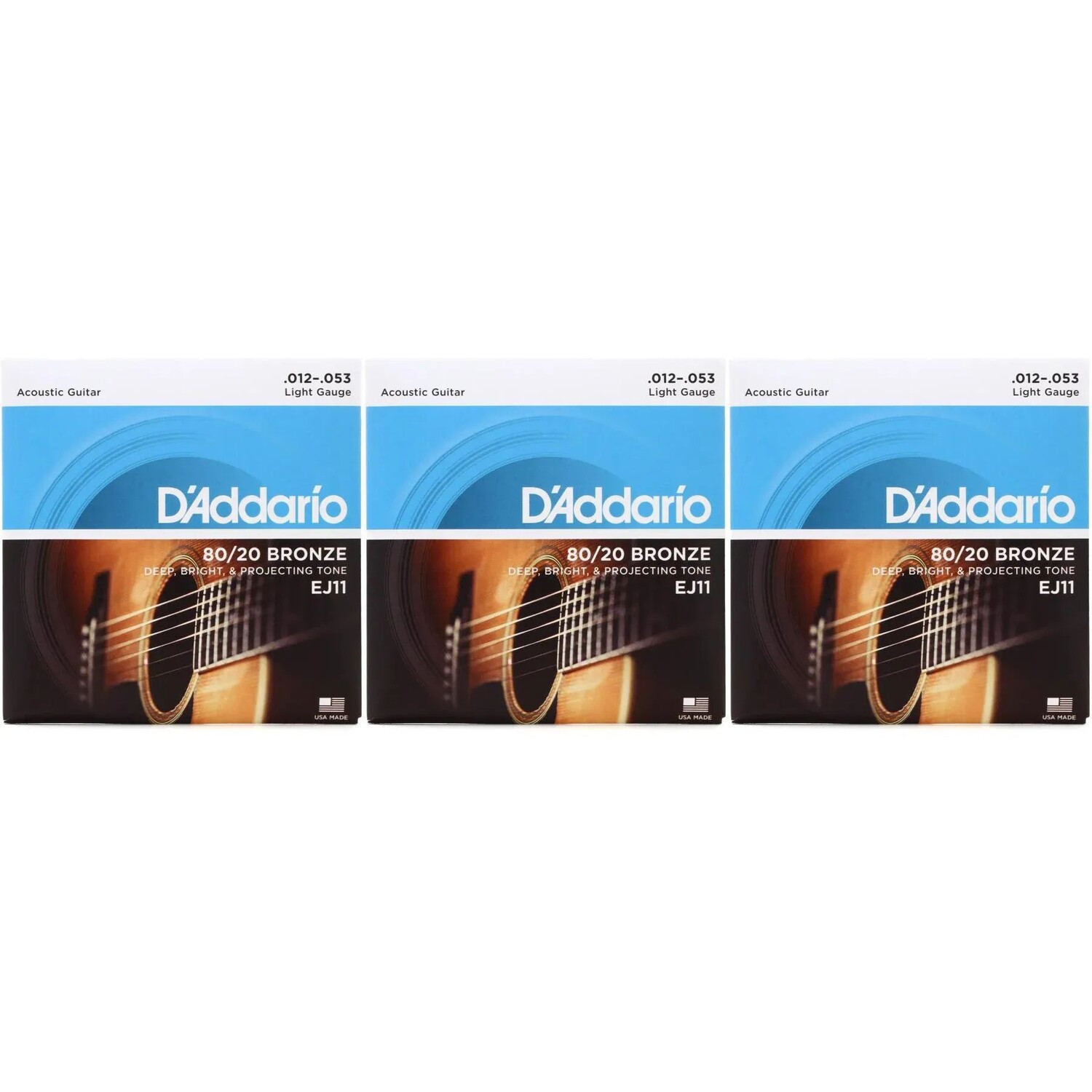 

Струны для акустической гитары D'Addario EJ11 80/20, бронзовые, светлые (3 шт.)