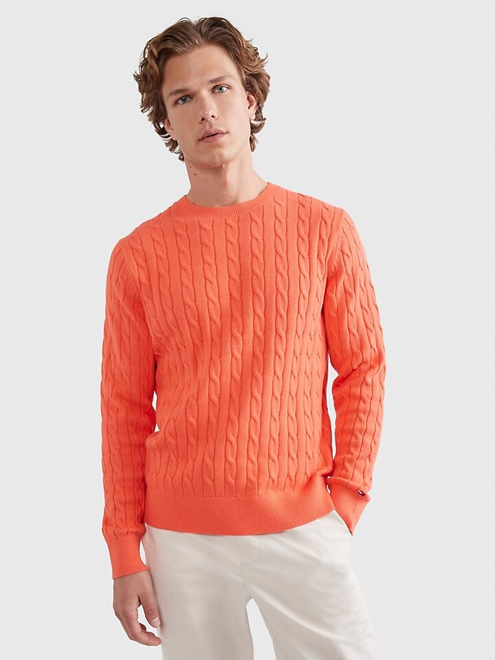 

Однотонный вязаный свитер с круглым вырезом Tommy Hilfiger
