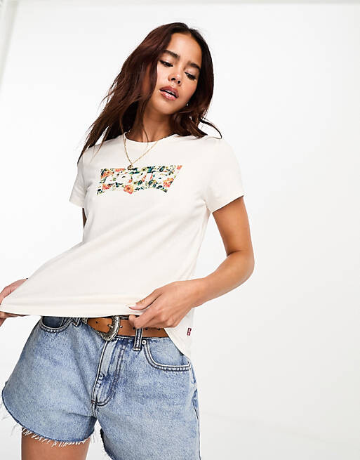 

Кремовая футболка Levi's Perfect с принтом логотипа в виде крыла летучей мыши, Бежевый