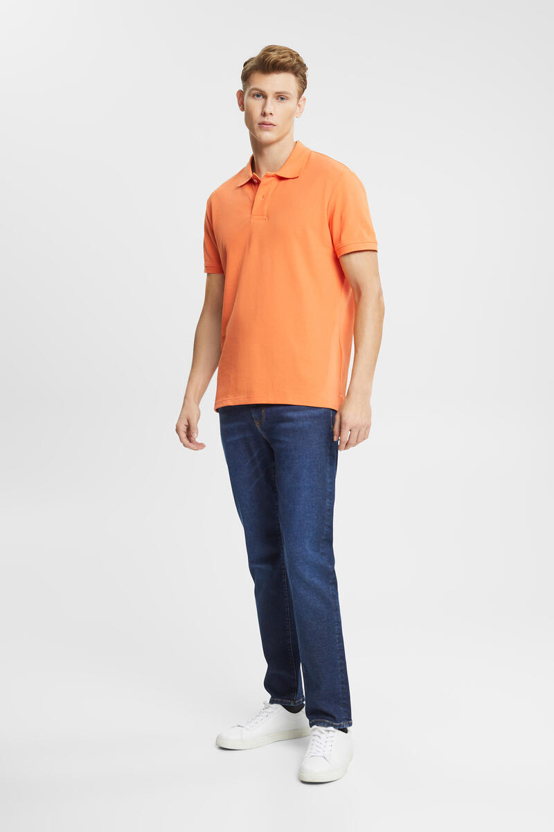 Базовая рубашка-поло из хлопкового пике Esprit, оранжевый