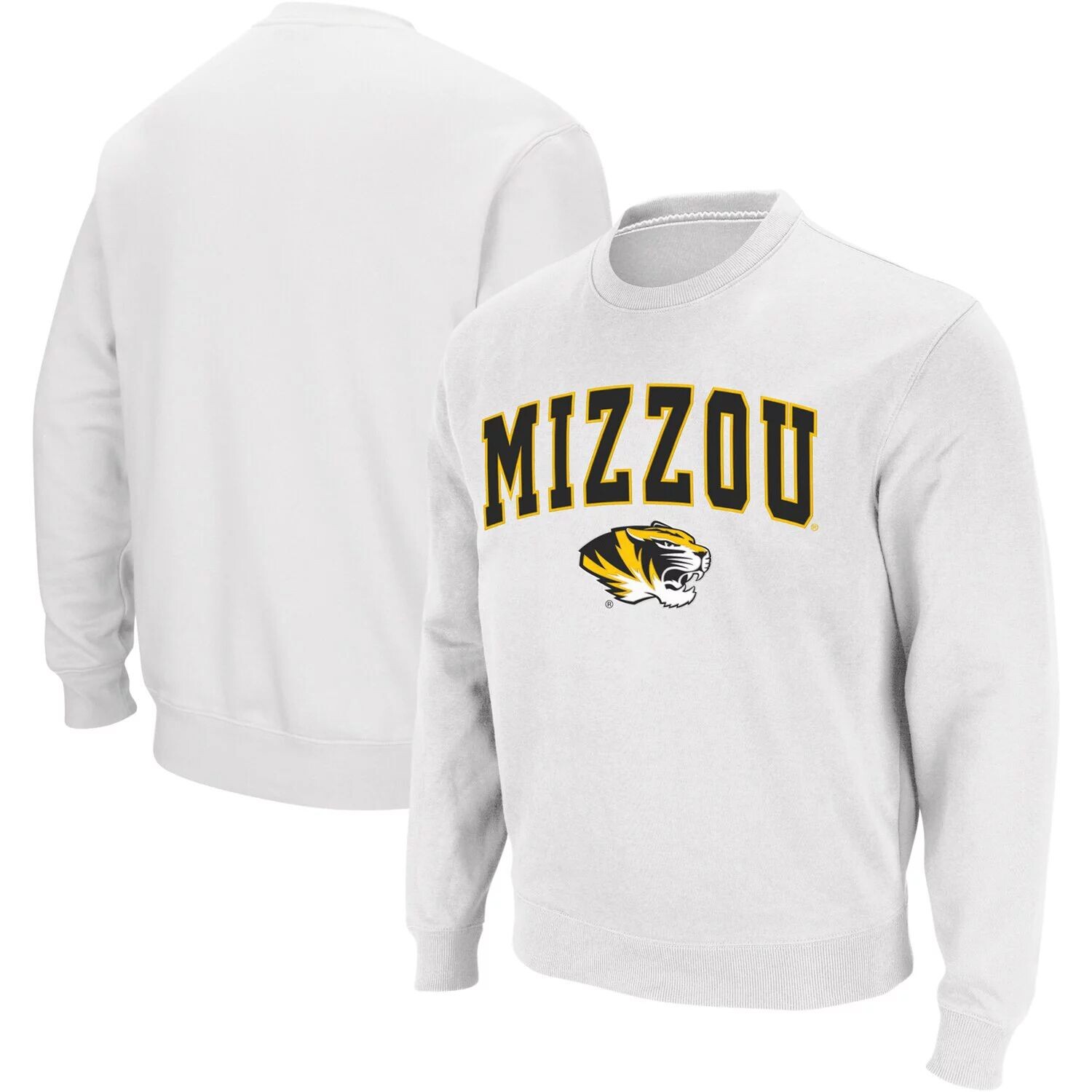 

Мужской белый свитшот с круглым вырезом Missouri Tigers Arch & Logo Colosseum