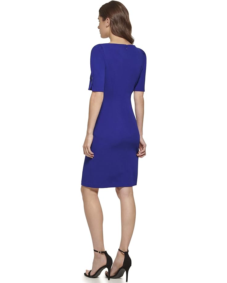 Платье DKNY Ruched Puff Sleeve Seam Dress, цвет Berry Blue