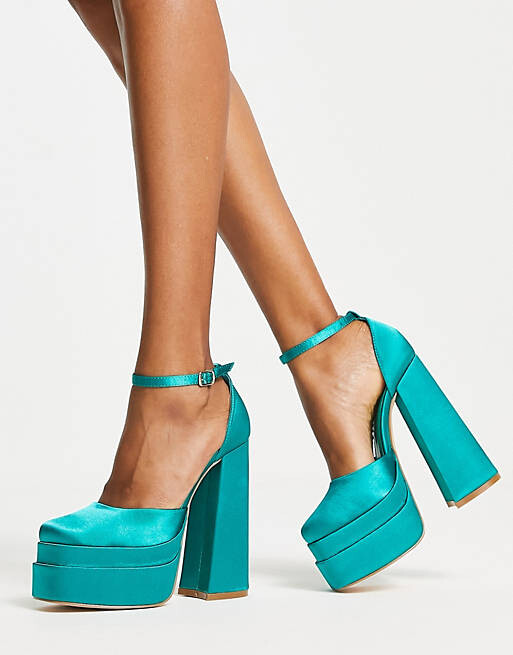 

Голубые атласные босоножки Glamorous Wide Fit на платформе эксклюзивно для ASOS.