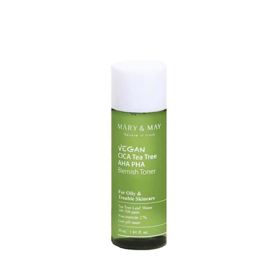 

Тоник для лица, 30 мл Mary&May (Mini) Vegan CICA Tea Tree AHA PHA Blemish Toner, Mary & May