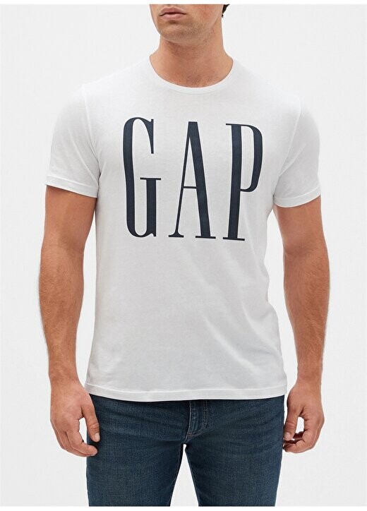 

Белая мужская футболка с круглым вырезом с принтом 499950 Gap, белый