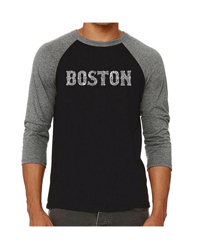 Мужская футболка с надписью Boston Neighborhoods реглан LA Pop Art, серый мужская футболка реглан с надписью bronx neighborhoods la pop art серый