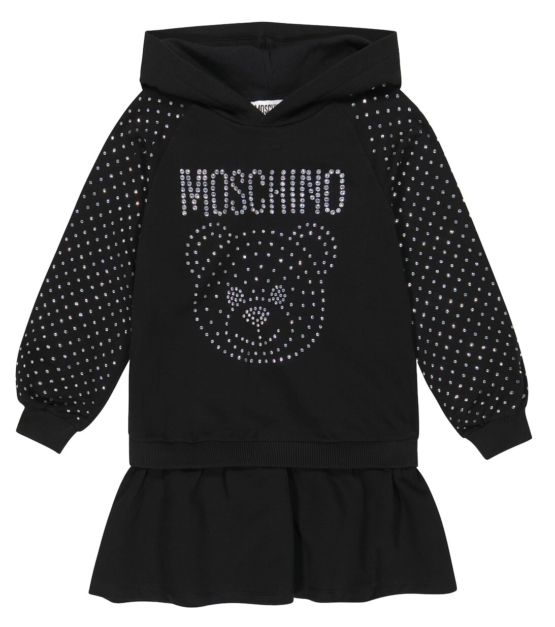 

Украшенное платье с капюшоном из смесового хлопка Moschino, черный