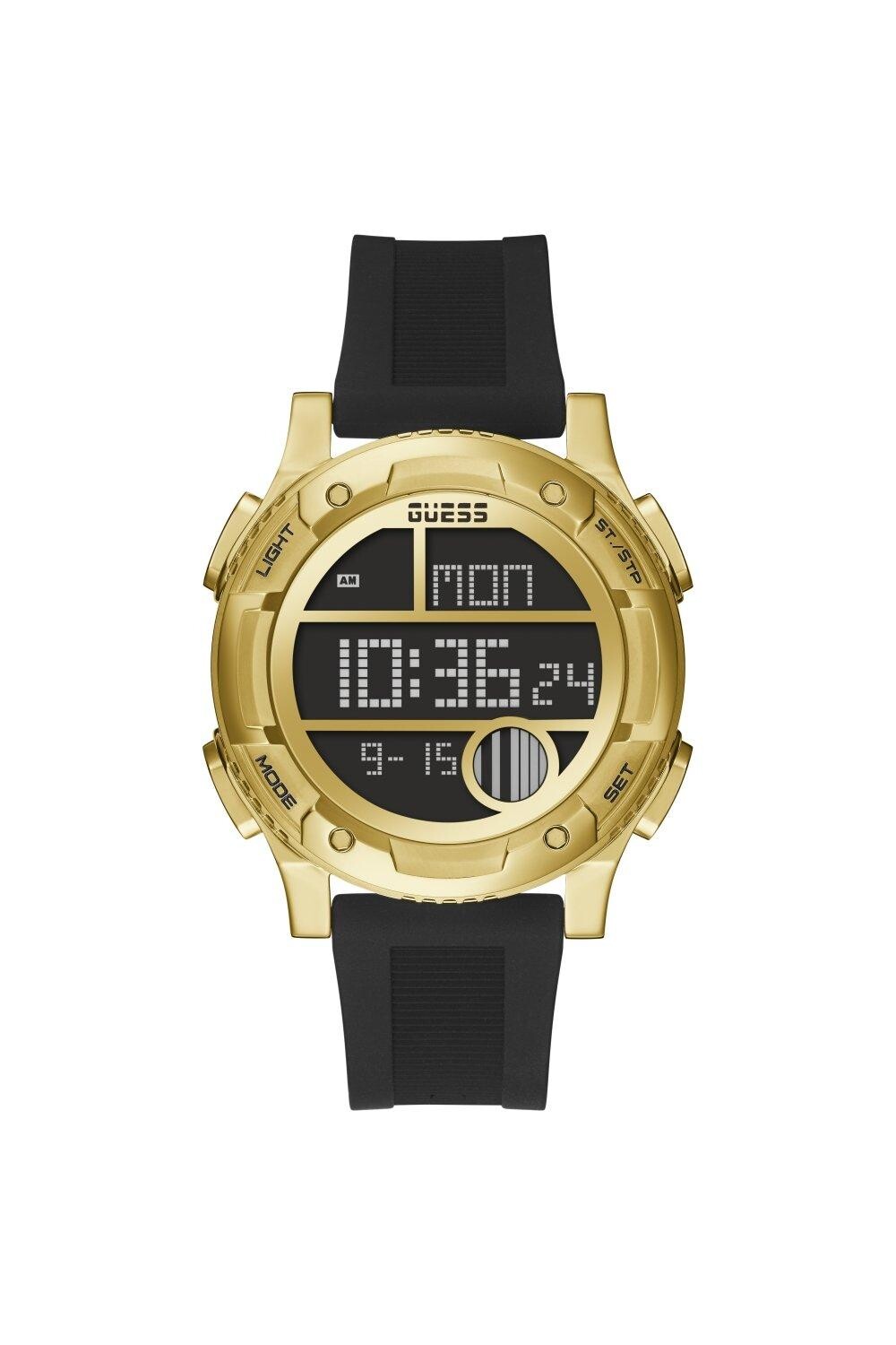 

Модные цифровые кварцевые часы из нержавеющей стали с молнией - Gw0272G2 Guess, черный