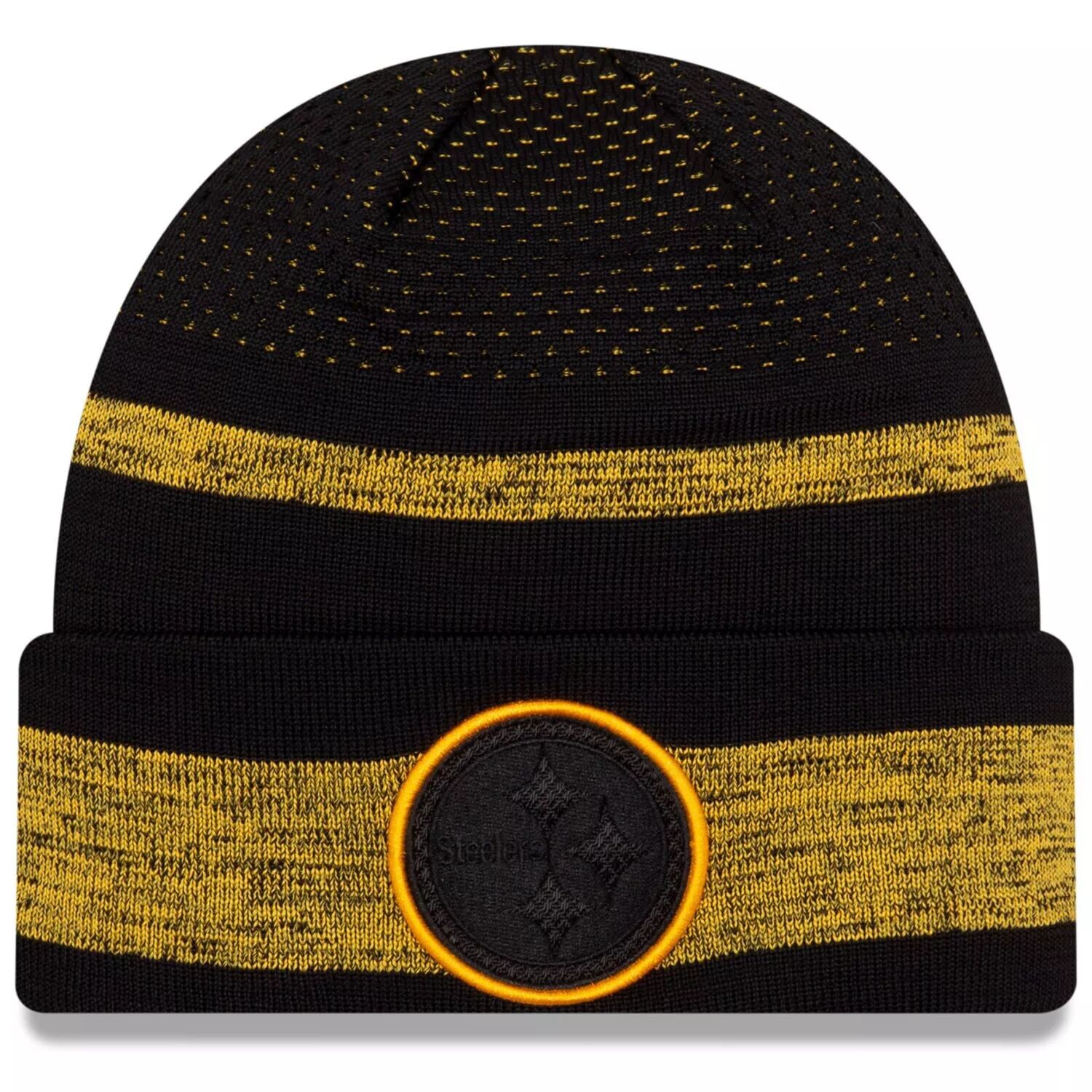 

Мужская черная вязаная шапка New Era Pittsburgh Steelers 2021 NFL Sideline Tech с манжетами