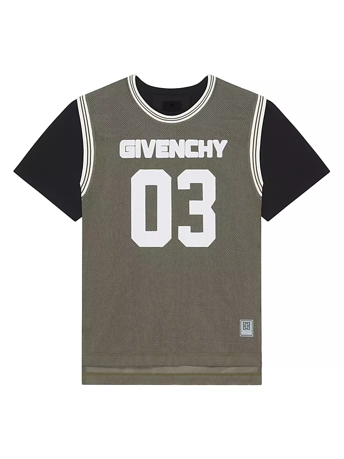

Футболка с нахлестом из сетки и джерси Givenchy, черный