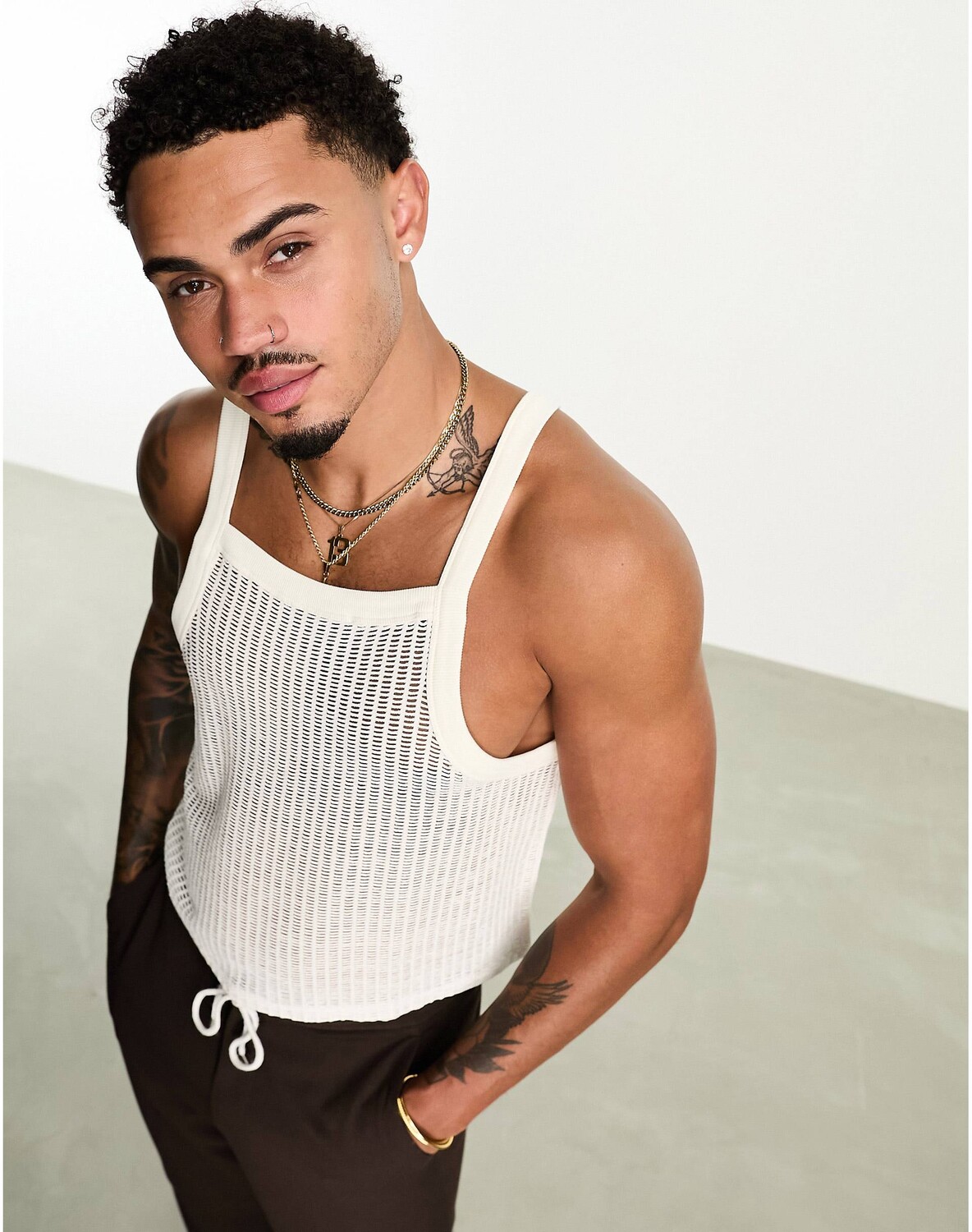 

Бежевый жилет крючком с квадратным вырезом ASOS DESIGN