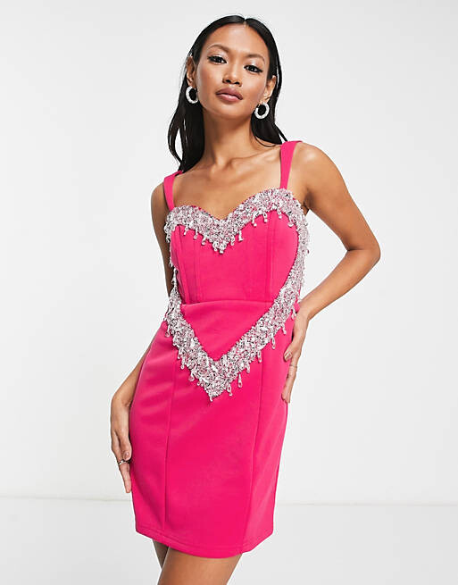 

Розовое платье мини с сердечками ASOS DESIGN