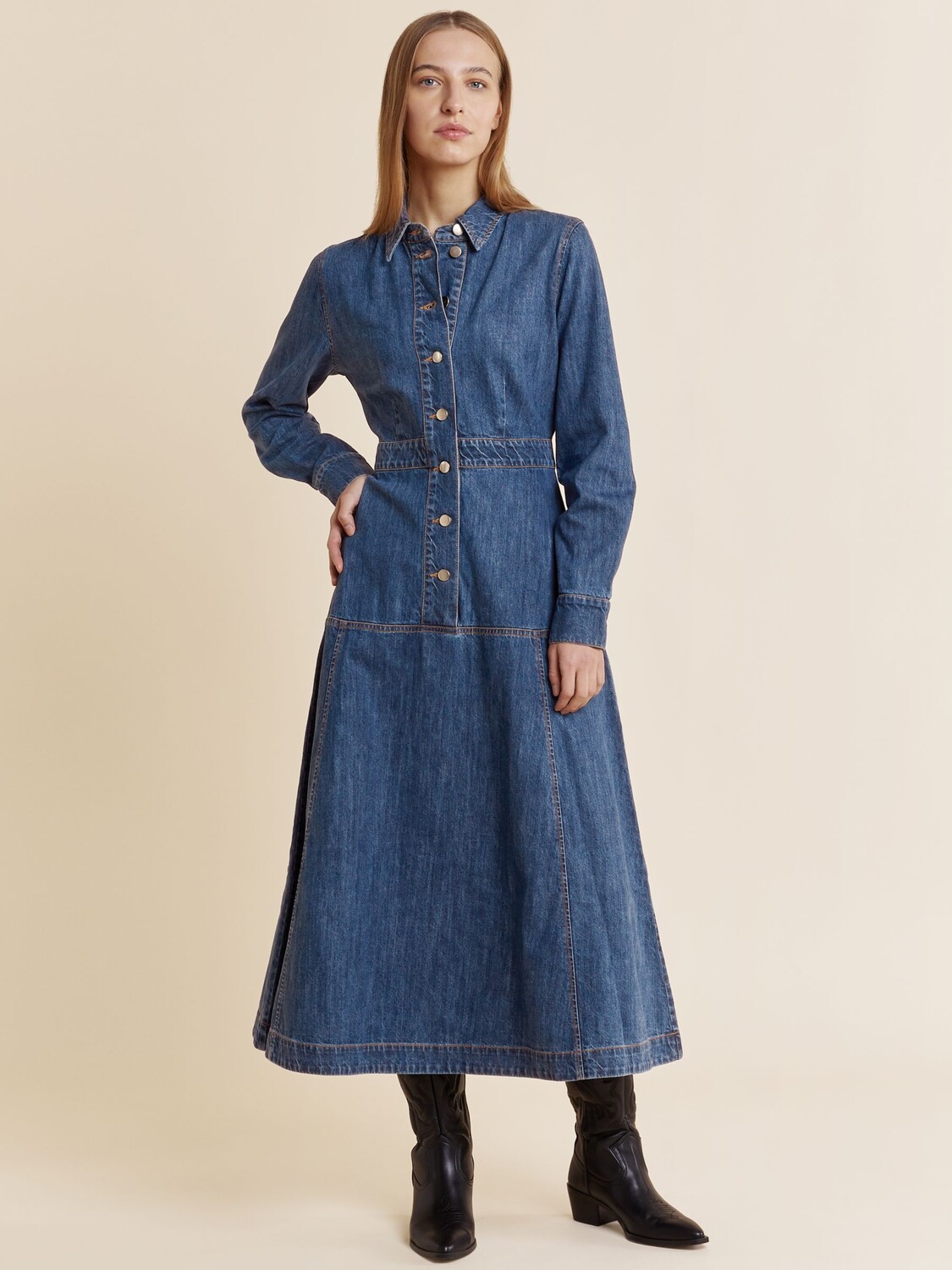 

Платье-рубашка миди Albaray Denim Basque, индиго