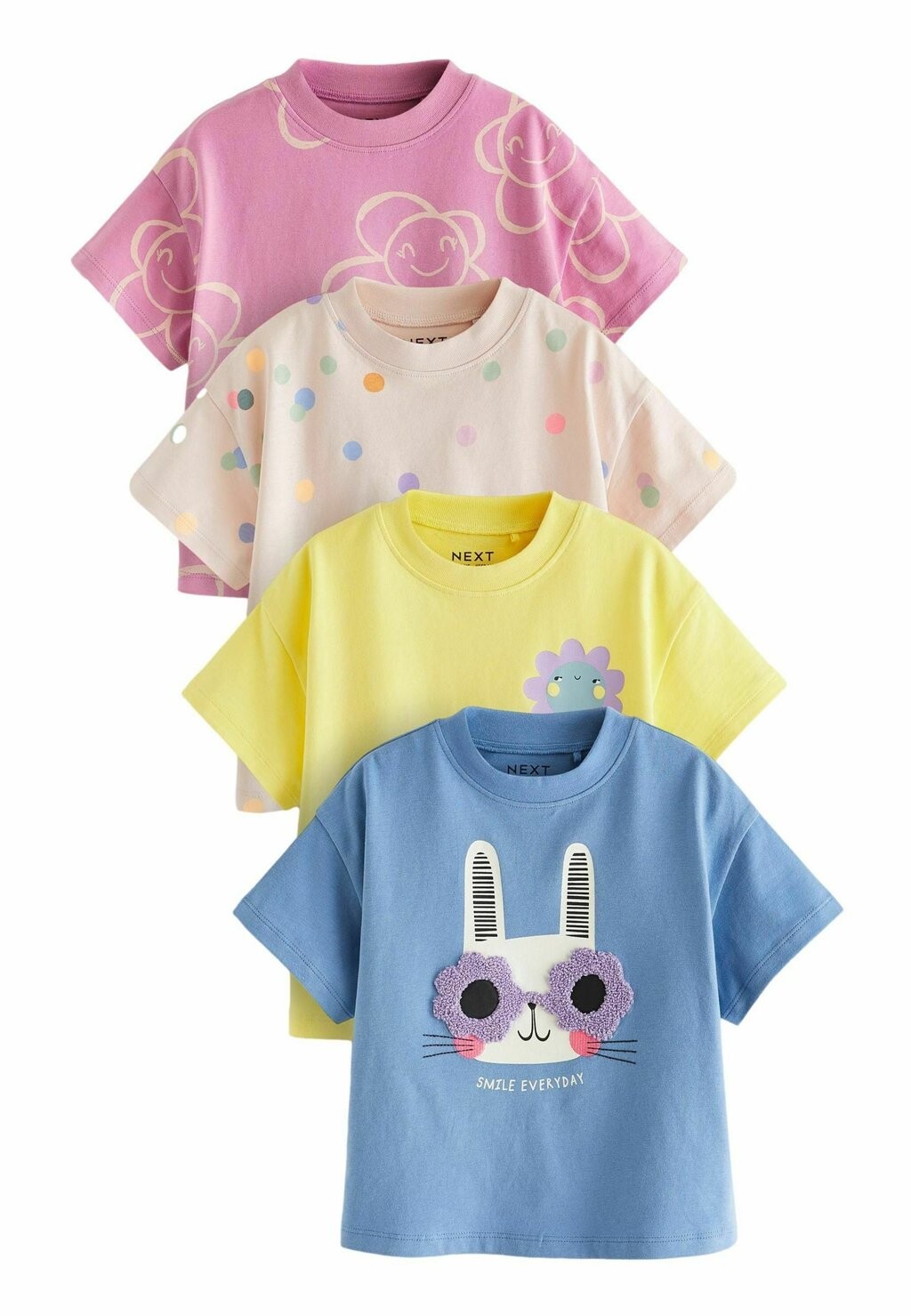 

футболка с принтом Short Sleeve 4 Pack Regular Fit Next, цвет blue pink yellow