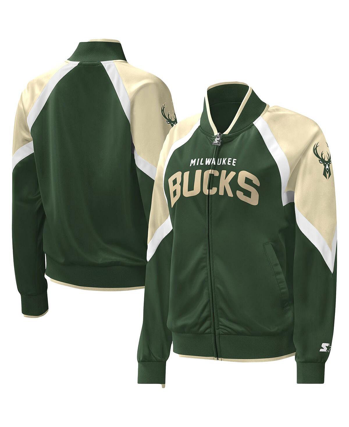 Женская спортивная куртка Hunter Green Milwaukee Bucks Slam Dunk с молнией во всю длину и регланом Starter, зеленый