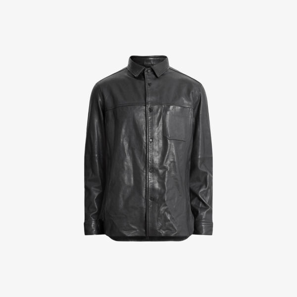 

Кожаная рубашка свободного кроя с длинными рукавами Compass Allsaints, черный