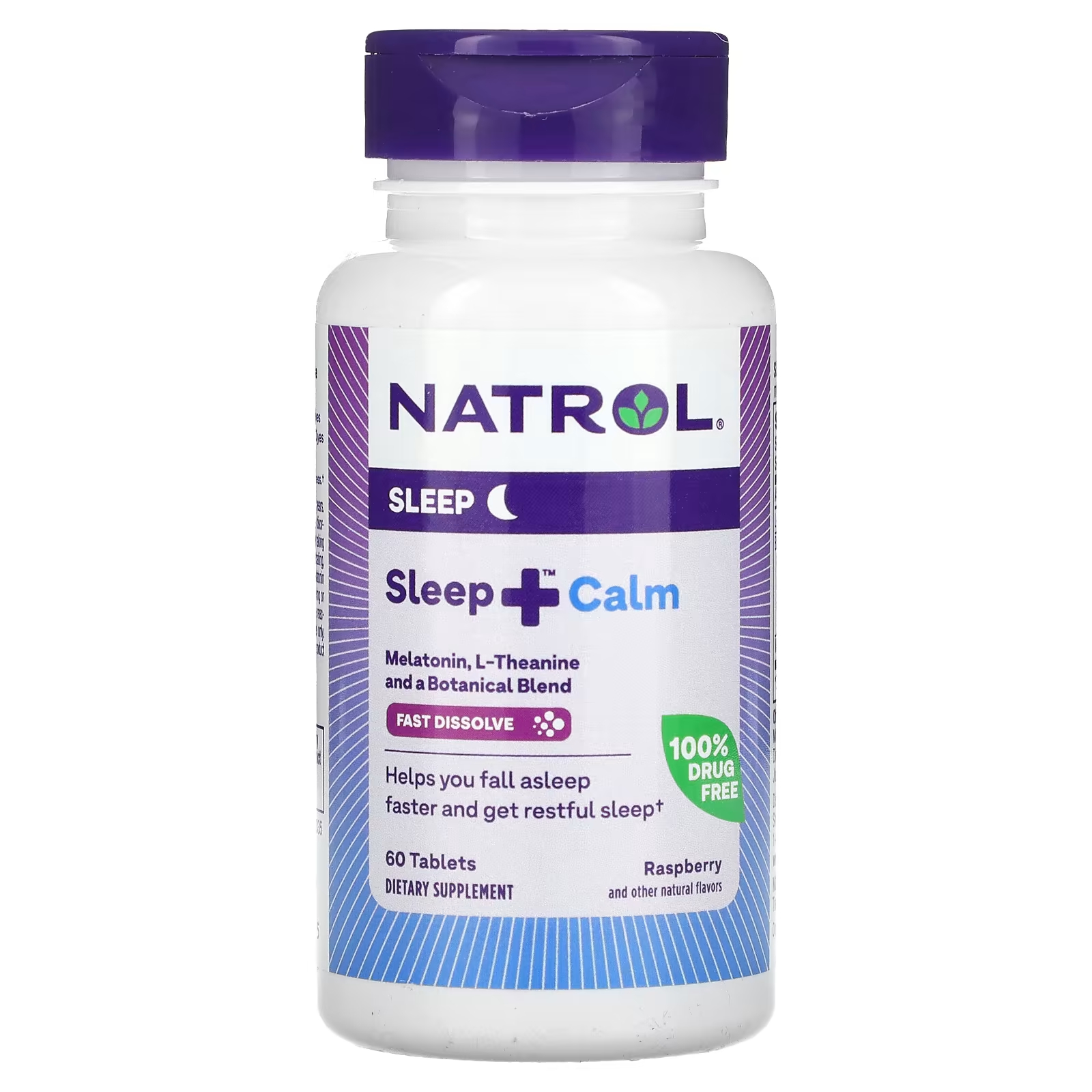 Пищевая добавка Natrol Sleep + Calm Raspberry, 60 таблеток natrol sleep calm клубника 60 жевательных таблеток