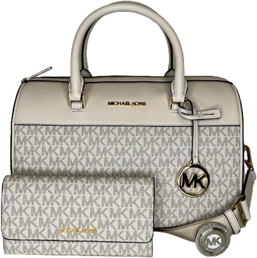 

Спортивная сумка Michael Kors Travel MD в комплекте с большим кошельком тройного сложения и крючком для сумки (LT Cream Multi)