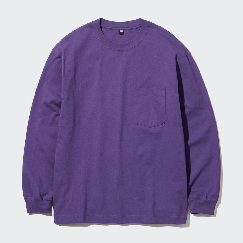 

Свитшот Uniqlo унисекс с круглым вырезом, фиолетовый
