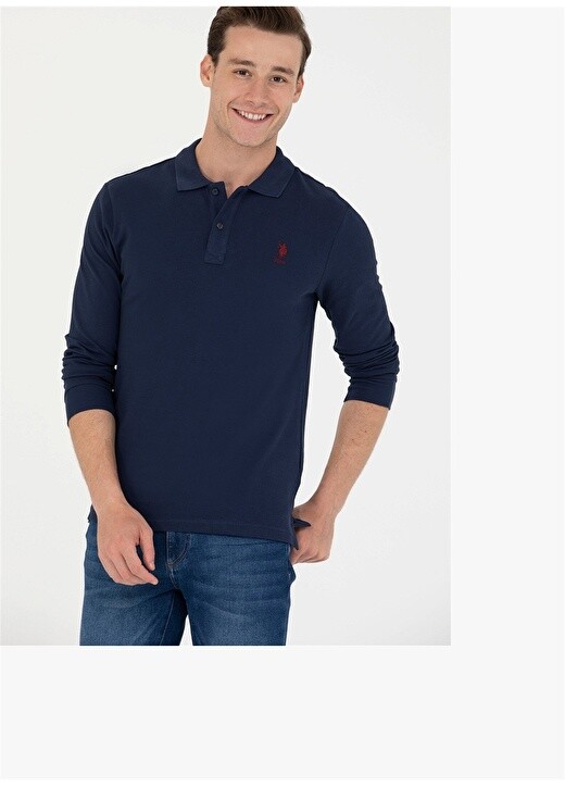 

Темно-синяя мужская толстовка с воротником поло U.S. Polo Assn., Синий