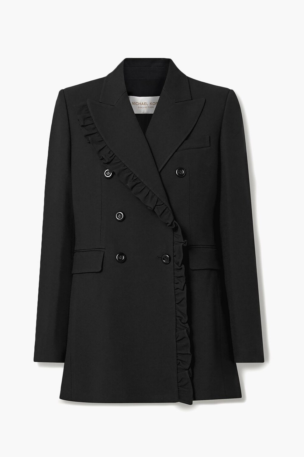 

Двубортный креповый пиджак с рюшами MICHAEL KORS COLLECTION, черный