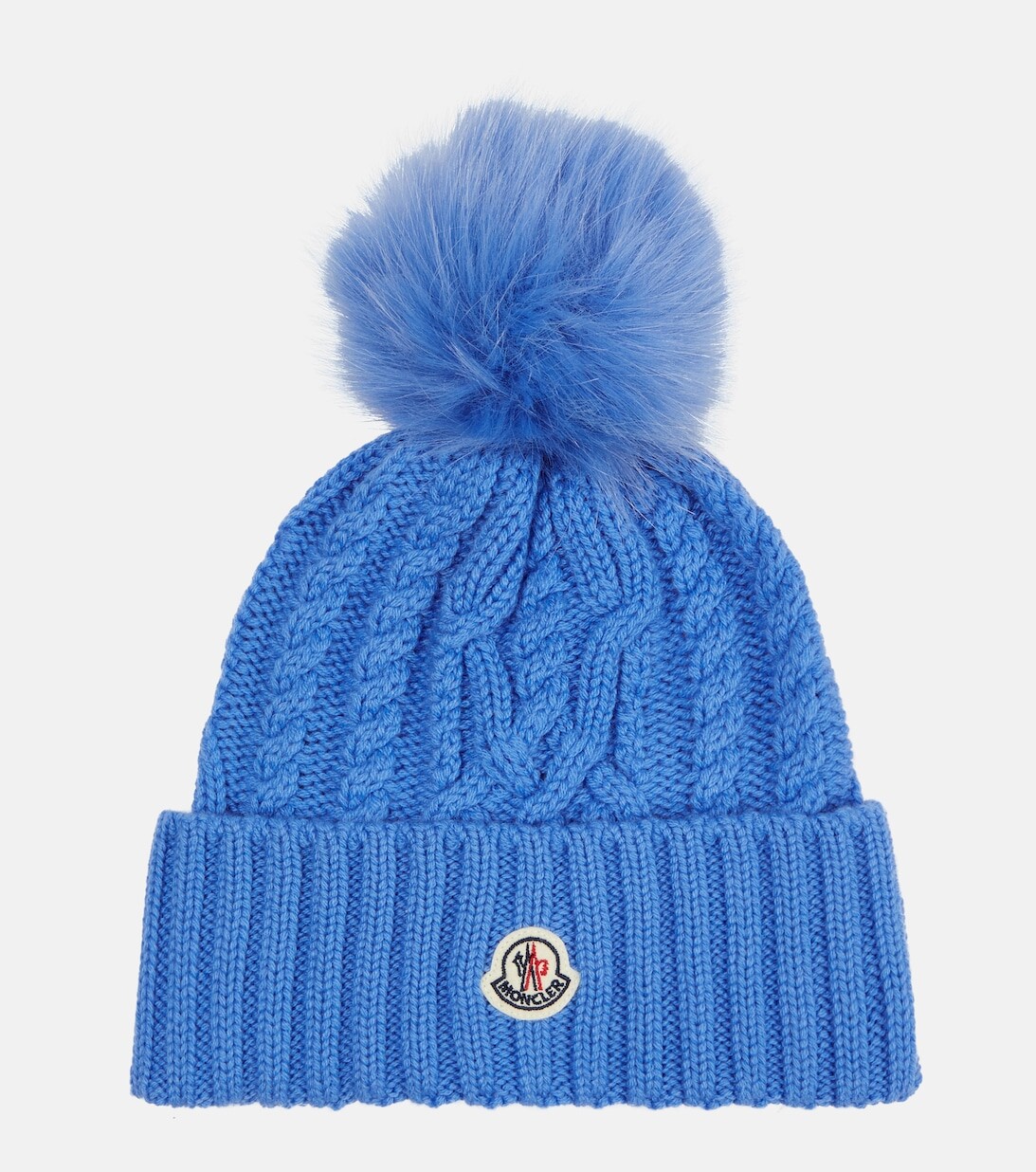 

Шапка косой вязки из шерсти и кашемира Moncler, синий